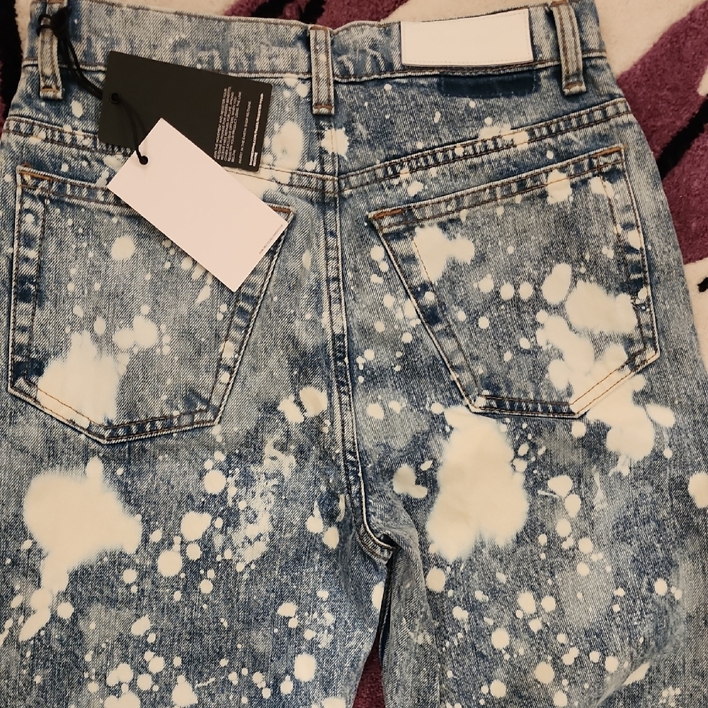 Re/done Women's Blue and White Splatter Jeans